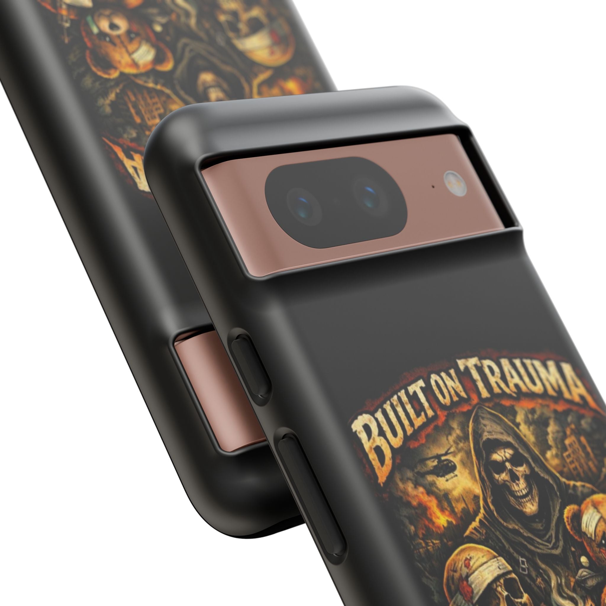 Phone Case — "Built on Trauma Fueled by Dark Humor" Grim Reaper Skull Teddy Design
