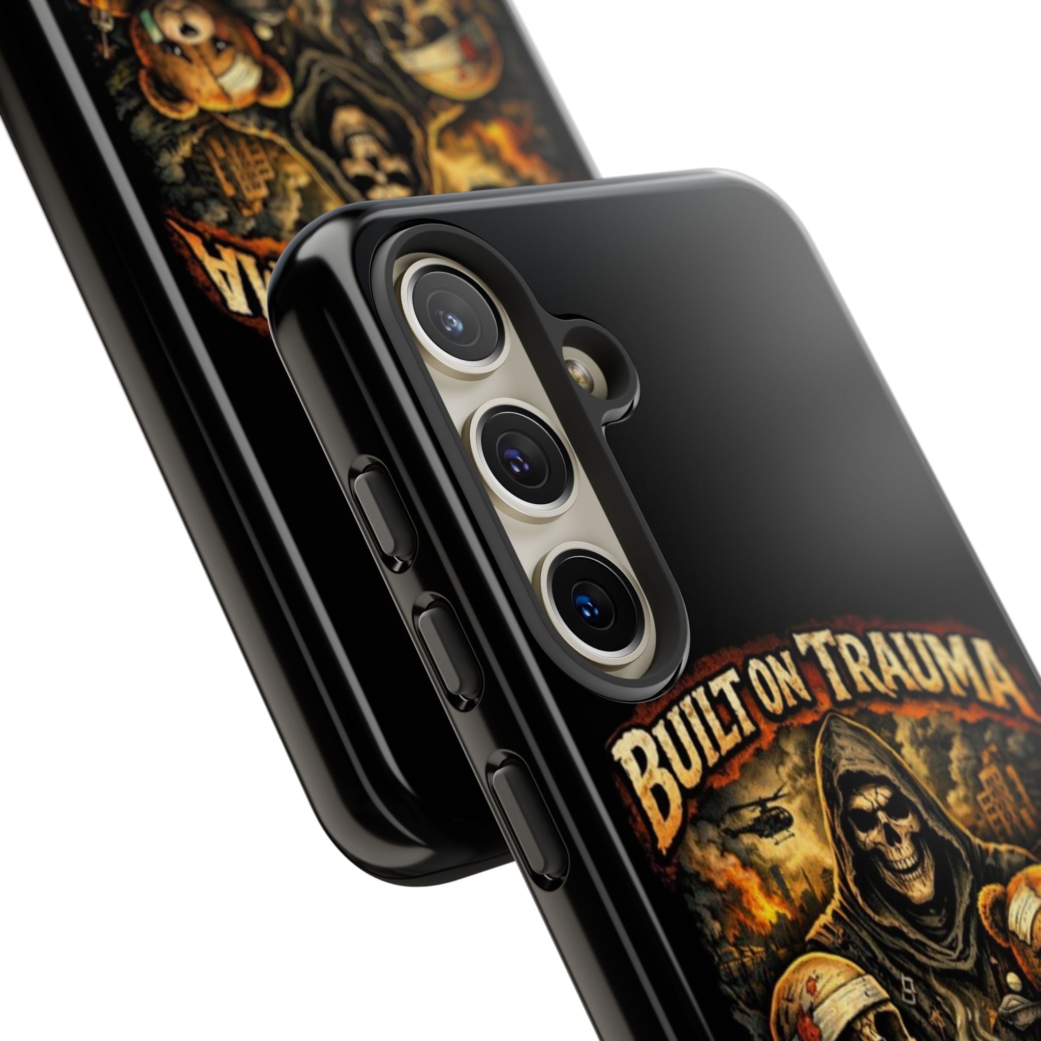 Phone Case — "Built on Trauma Fueled by Dark Humor" Grim Reaper Skull Teddy Design
