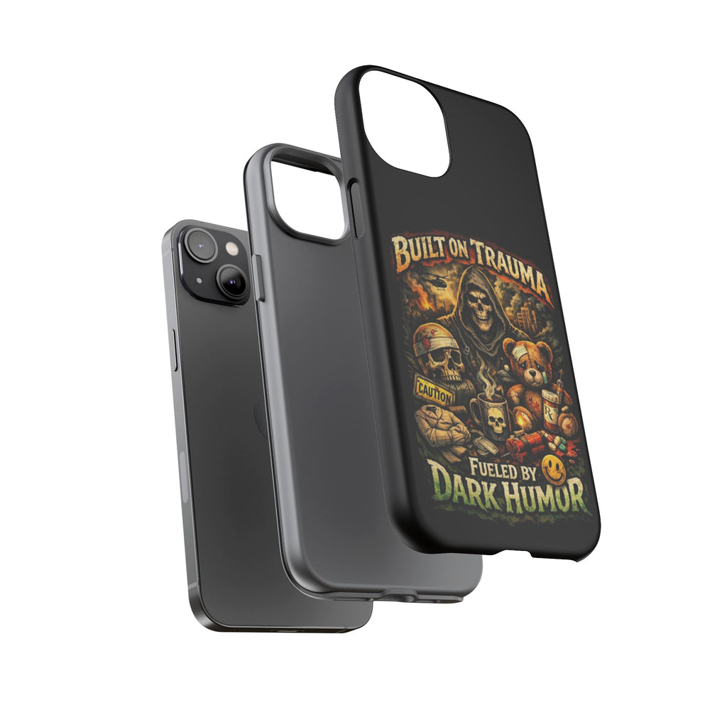 Phone Case — "Built on Trauma Fueled by Dark Humor" Grim Reaper Skull Teddy Design