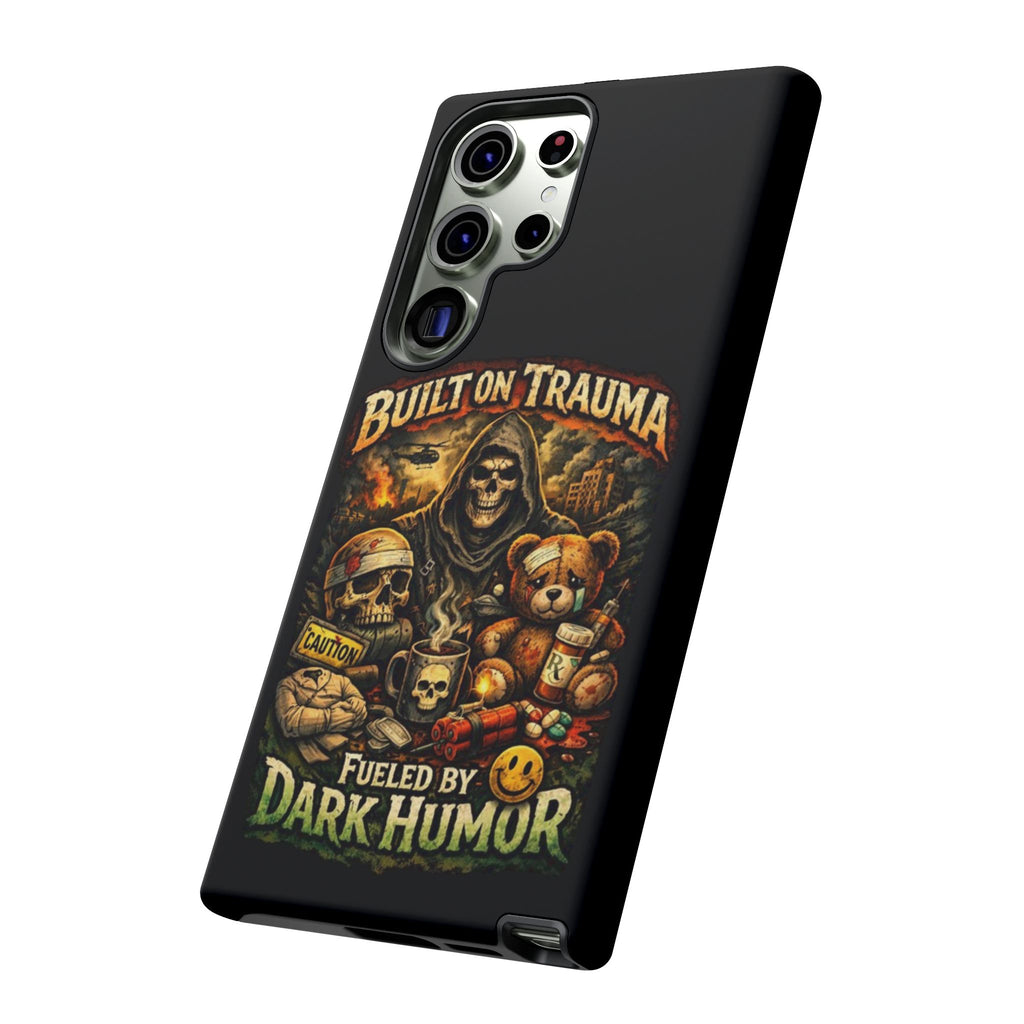 Phone Case — "Built on Trauma Fueled by Dark Humor" Grim Reaper Skull Teddy Design