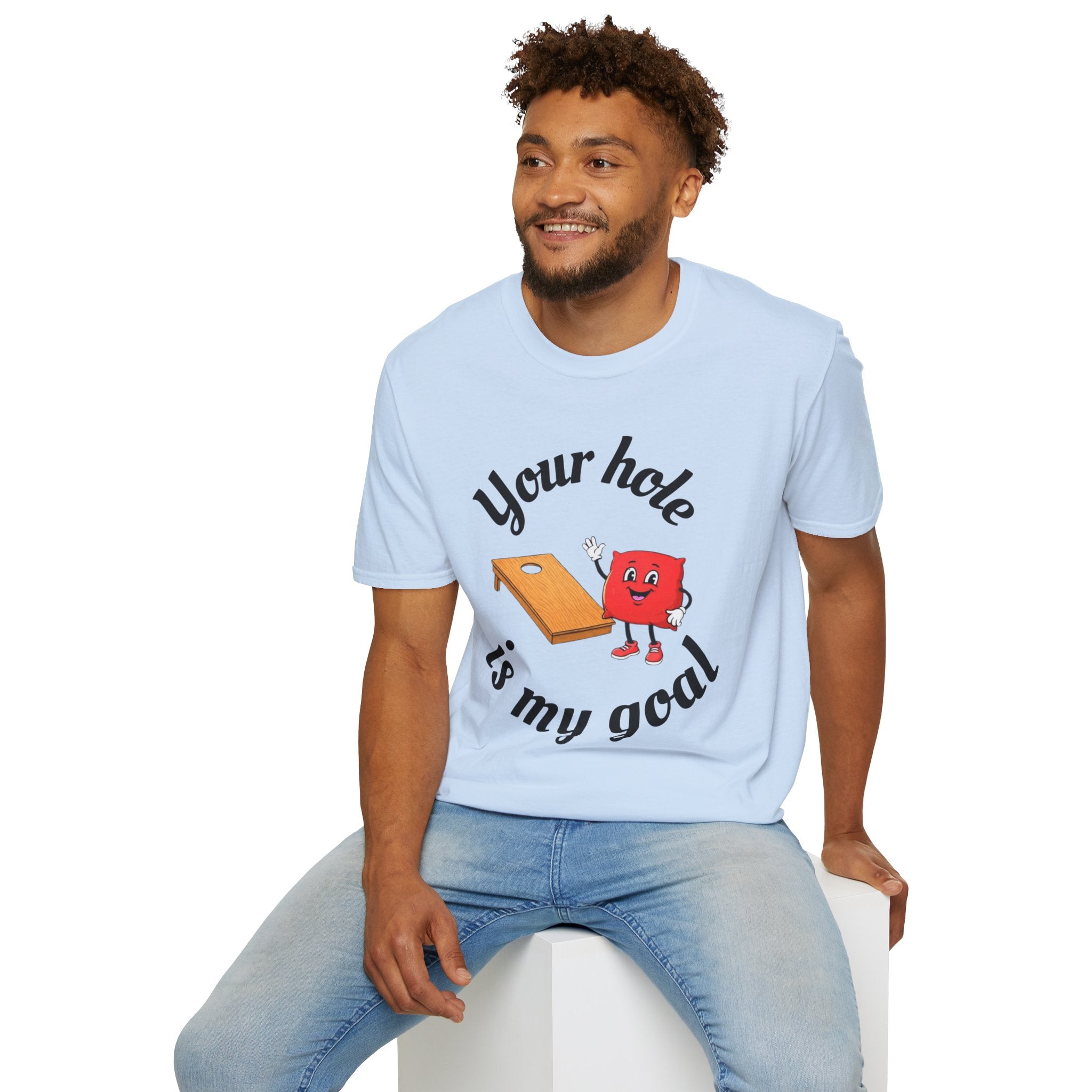 Cornhole Graphic T-Shirt — "Your Hole Is My Goal" Funny Cornhole Shirt