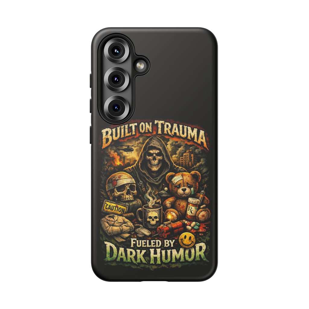 Phone Case — "Built on Trauma Fueled by Dark Humor" Grim Reaper Skull Teddy Design