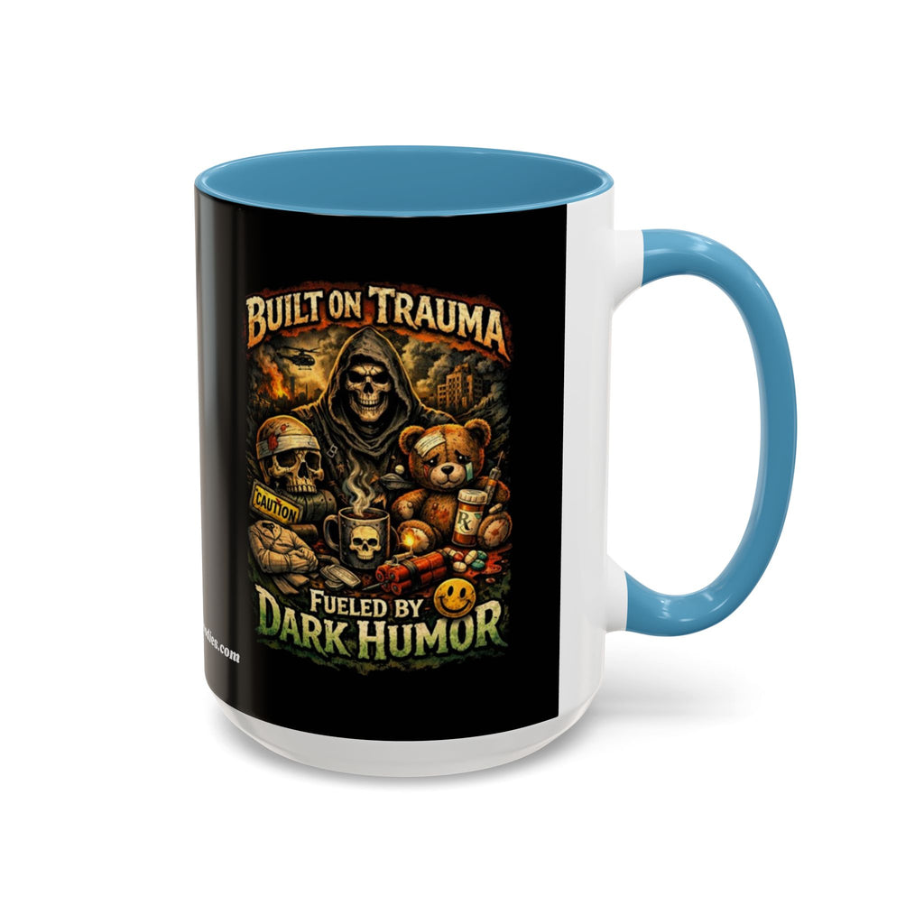 Coffee Mug — "Built on Trauma, Fueled by Dark Humor" Gothic Skull Accent Mug