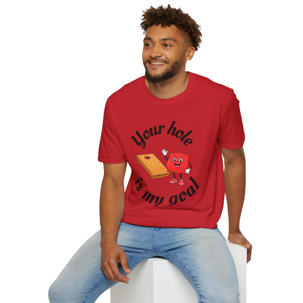 Cornhole Graphic T-Shirt — "Your Hole Is My Goal" Funny Cornhole Shirt