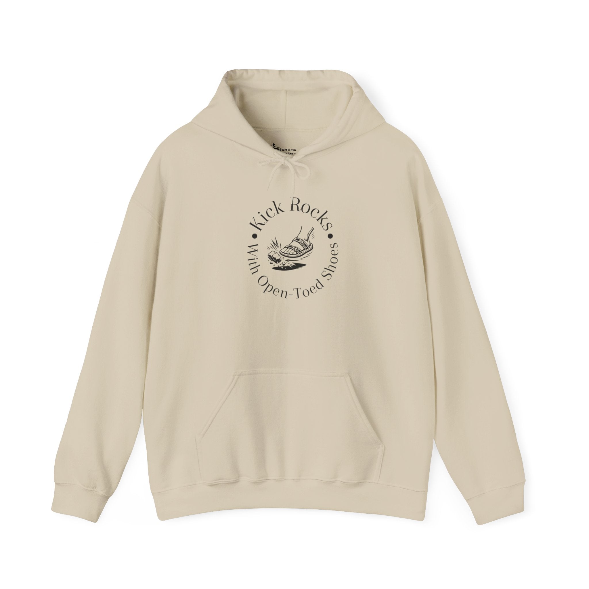 Kick Rocks Hoodie — 'Kick Rocks (With Open Toed Shoes)' Minimal Graphic Hooded Sweatshirt