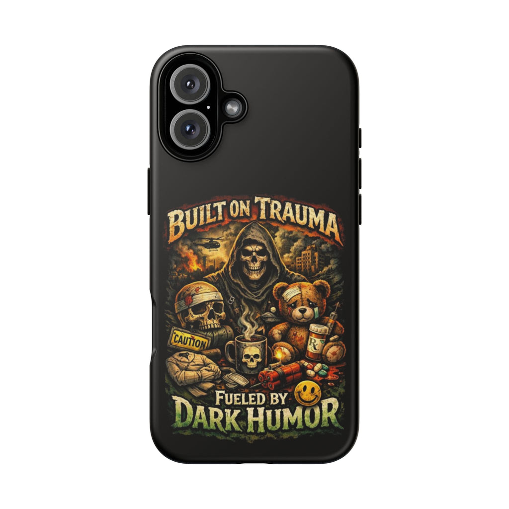 Phone Case — "Built on Trauma Fueled by Dark Humor" Grim Reaper Skull Teddy Design