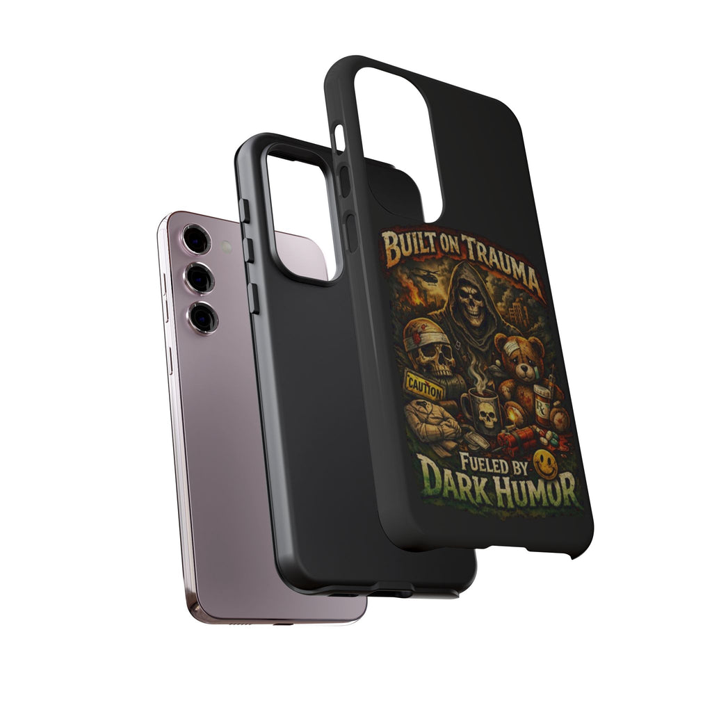 Phone Case — "Built on Trauma Fueled by Dark Humor" Grim Reaper Skull Teddy Design