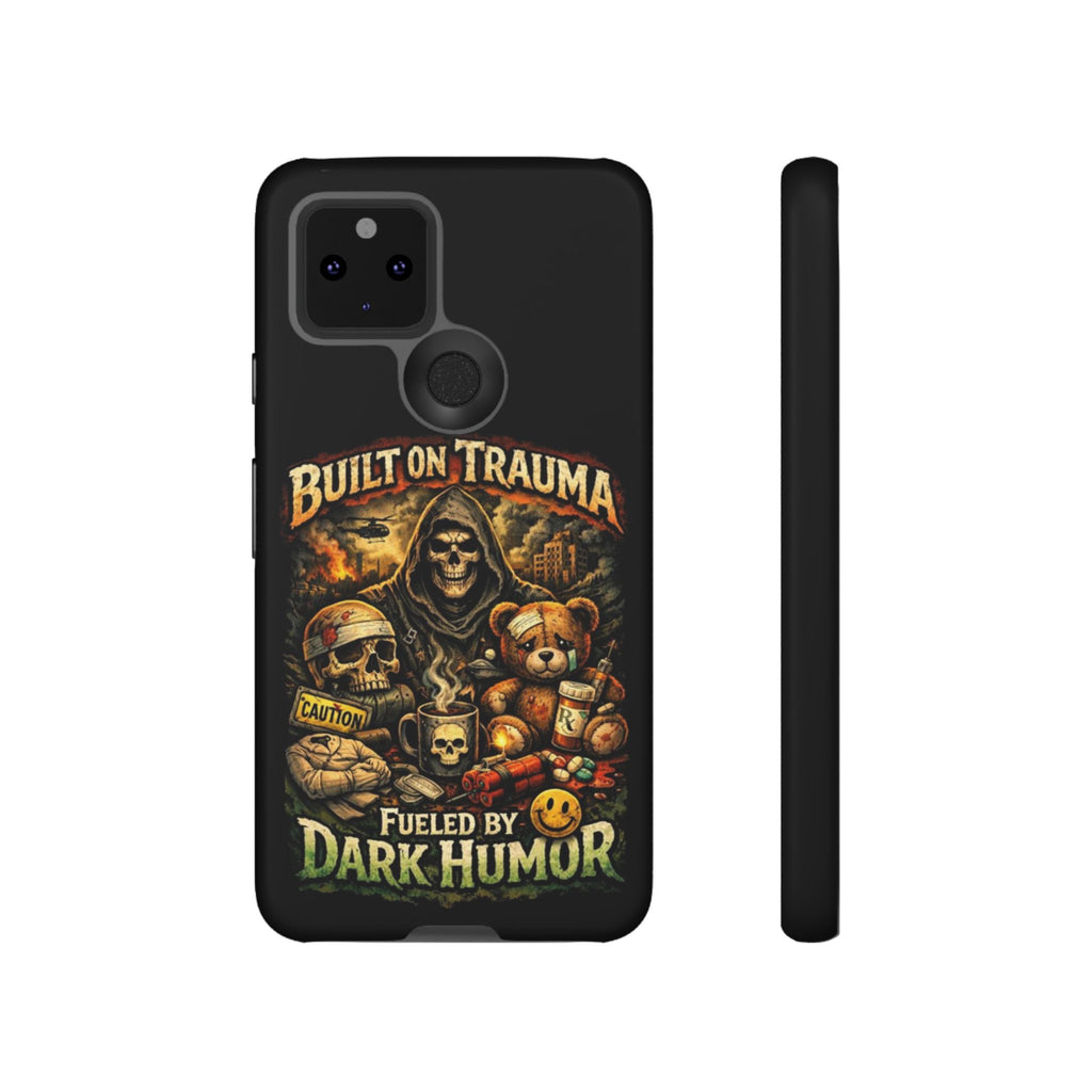 Phone Case — "Built on Trauma Fueled by Dark Humor" Grim Reaper Skull Teddy Design