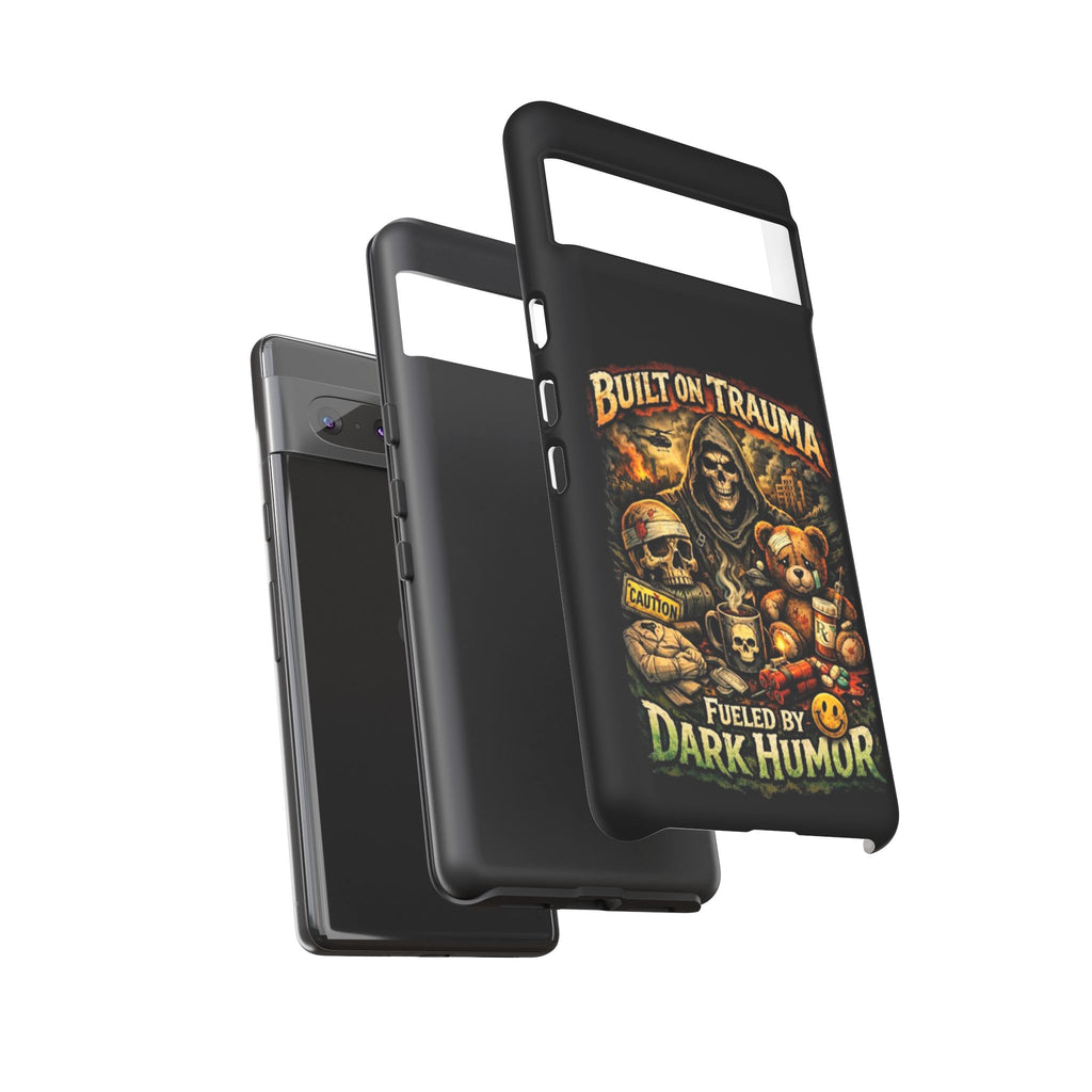Phone Case — "Built on Trauma Fueled by Dark Humor" Grim Reaper Skull Teddy Design