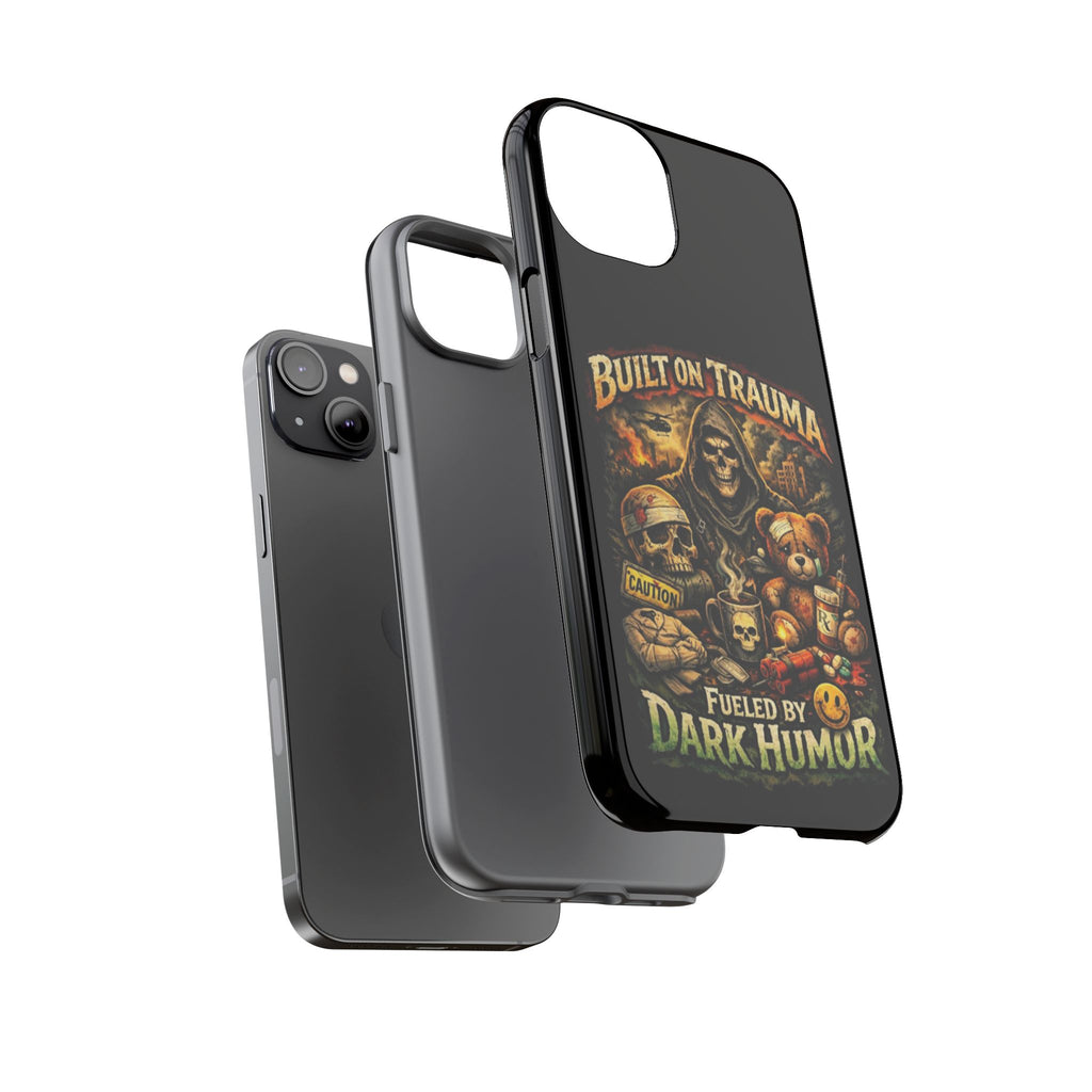 Phone Case — "Built on Trauma Fueled by Dark Humor" Grim Reaper Skull Teddy Design