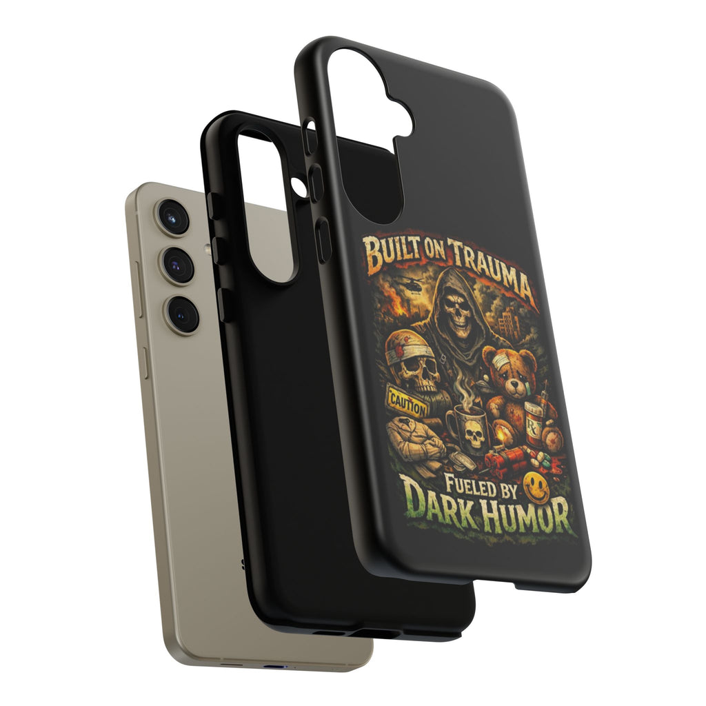 Phone Case — "Built on Trauma Fueled by Dark Humor" Grim Reaper Skull Teddy Design