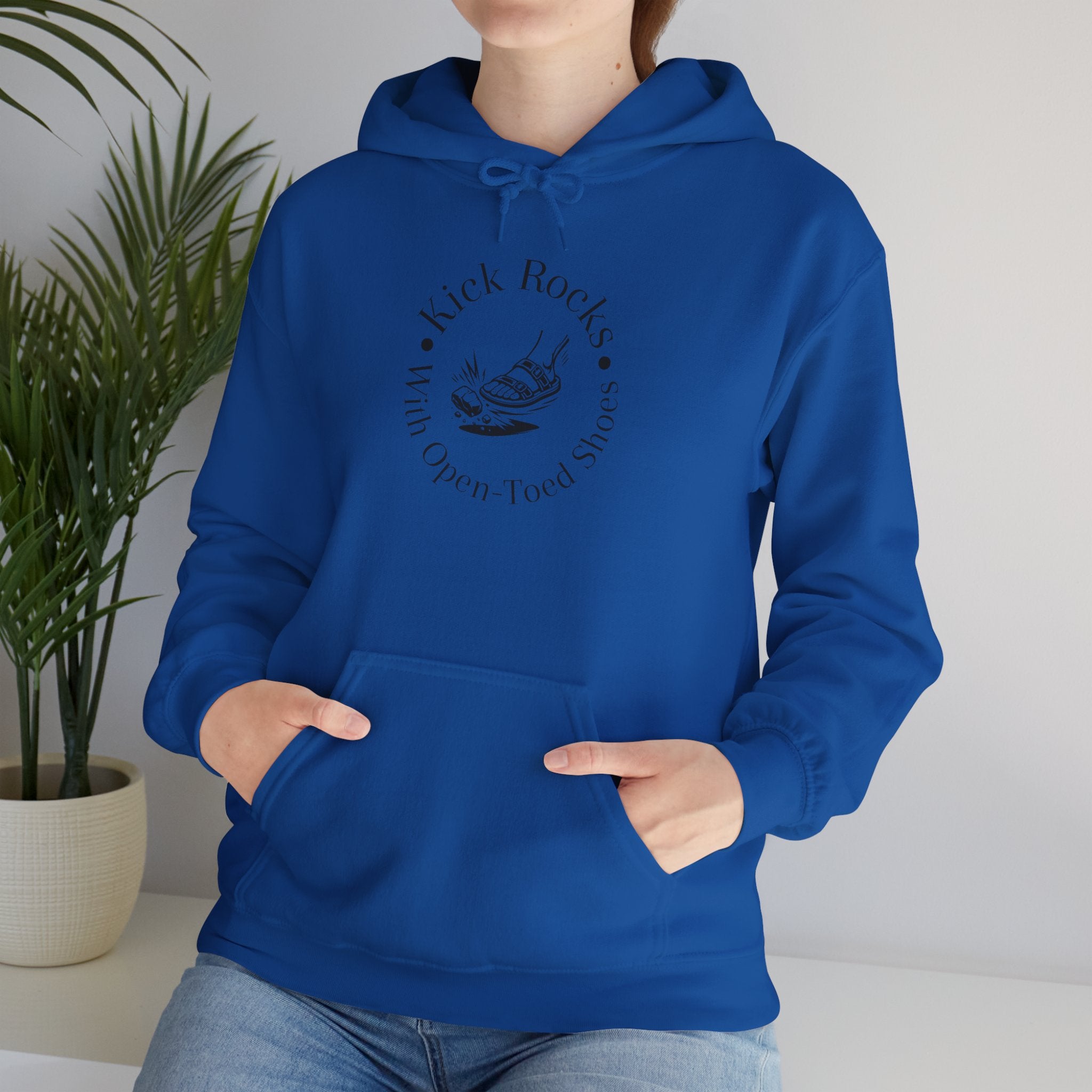 Kick Rocks Hoodie — 'Kick Rocks (With Open Toed Shoes)' Minimal Graphic Hooded Sweatshirt