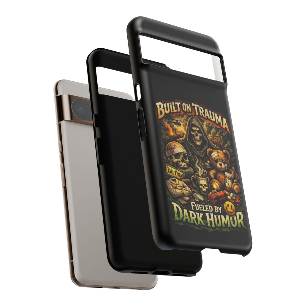 Phone Case — "Built on Trauma Fueled by Dark Humor" Grim Reaper Skull Teddy Design