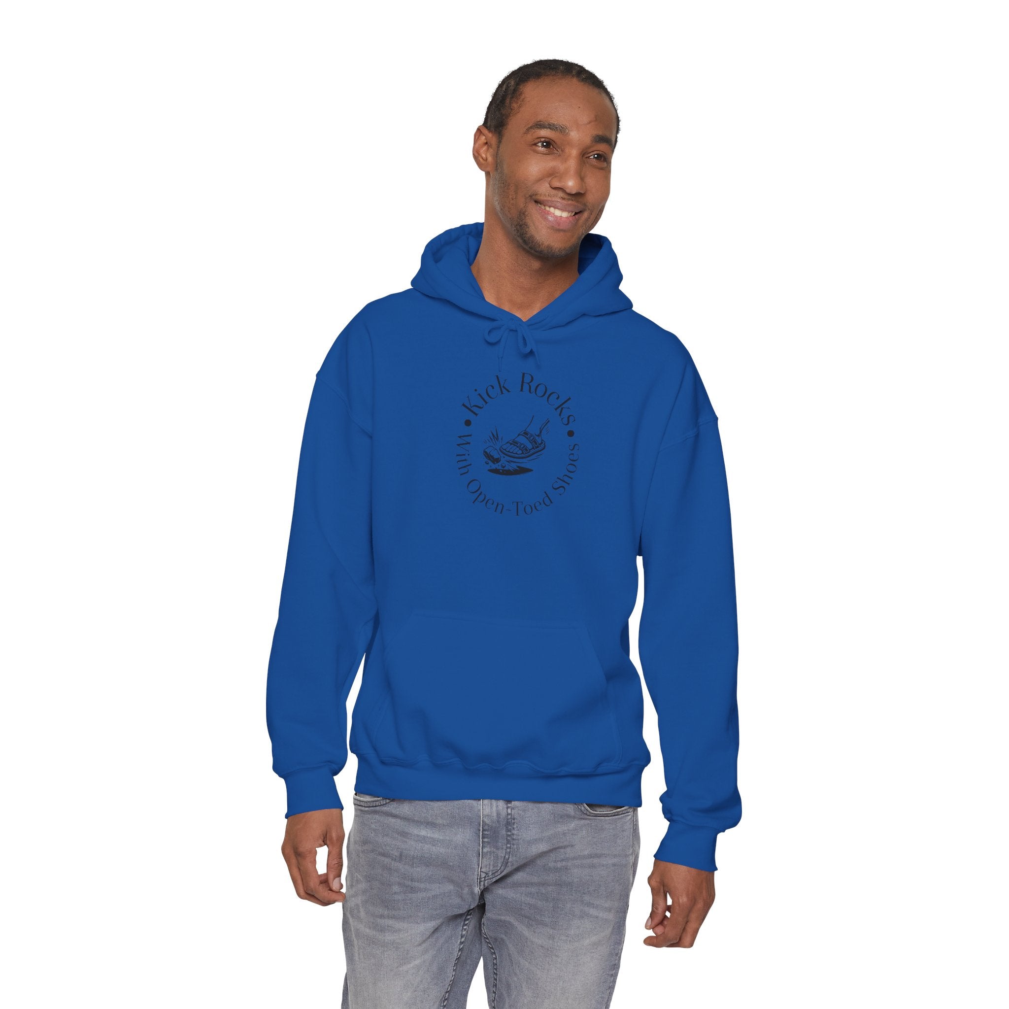 Kick Rocks Hoodie — 'Kick Rocks (With Open Toed Shoes)' Minimal Graphic Hooded Sweatshirt