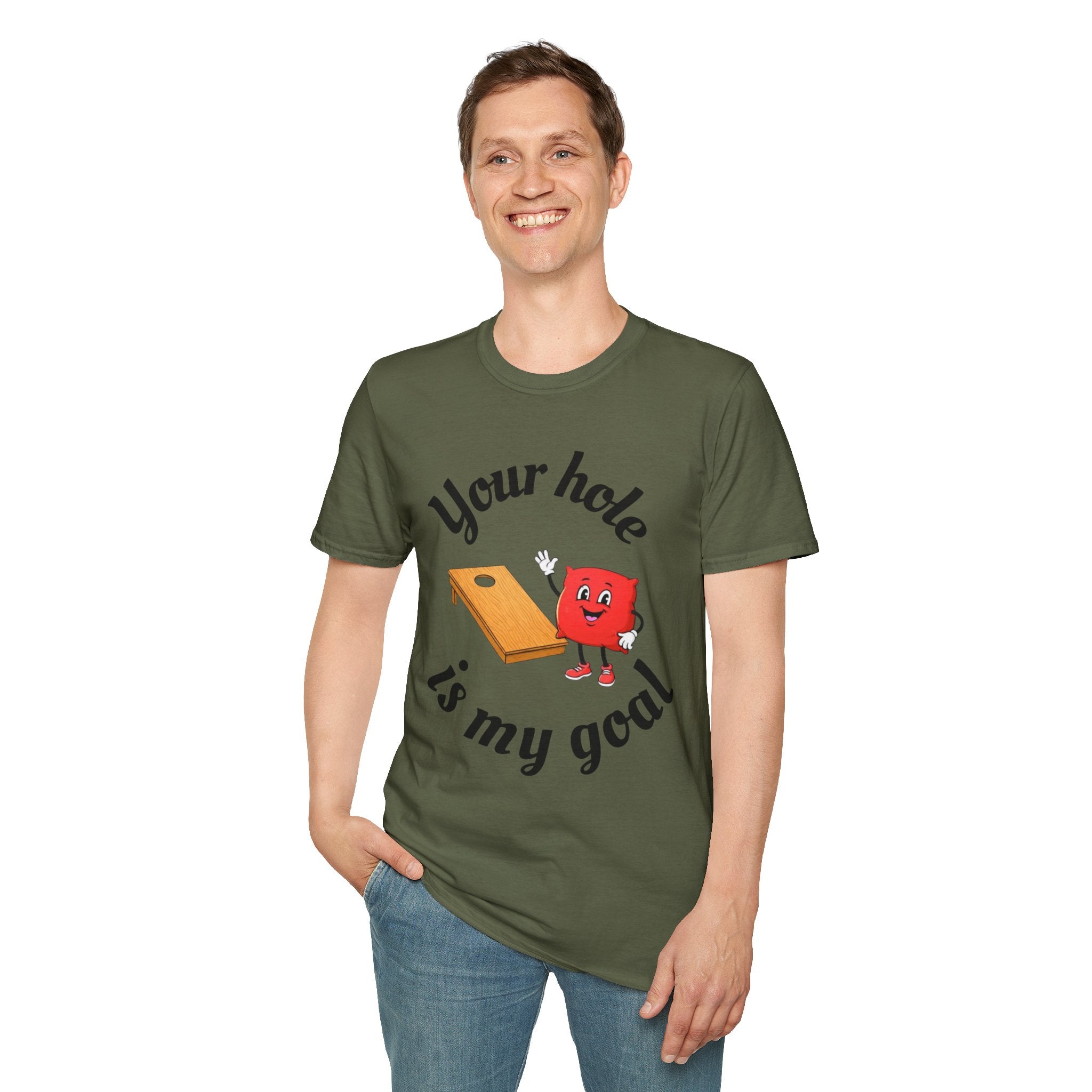 Cornhole Graphic T-Shirt — "Your Hole Is My Goal" Funny Cornhole Shirt