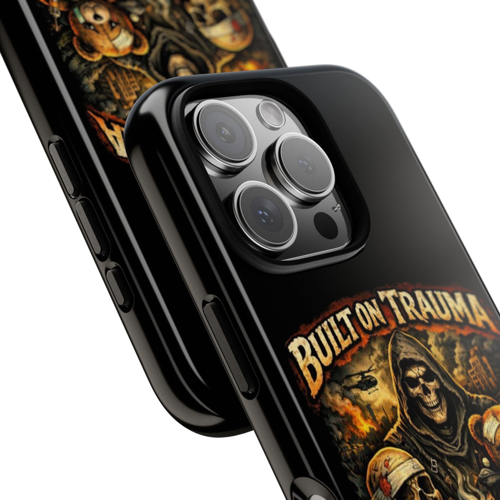 Phone Case — "Built on Trauma Fueled by Dark Humor" Grim Reaper Skull Teddy Design