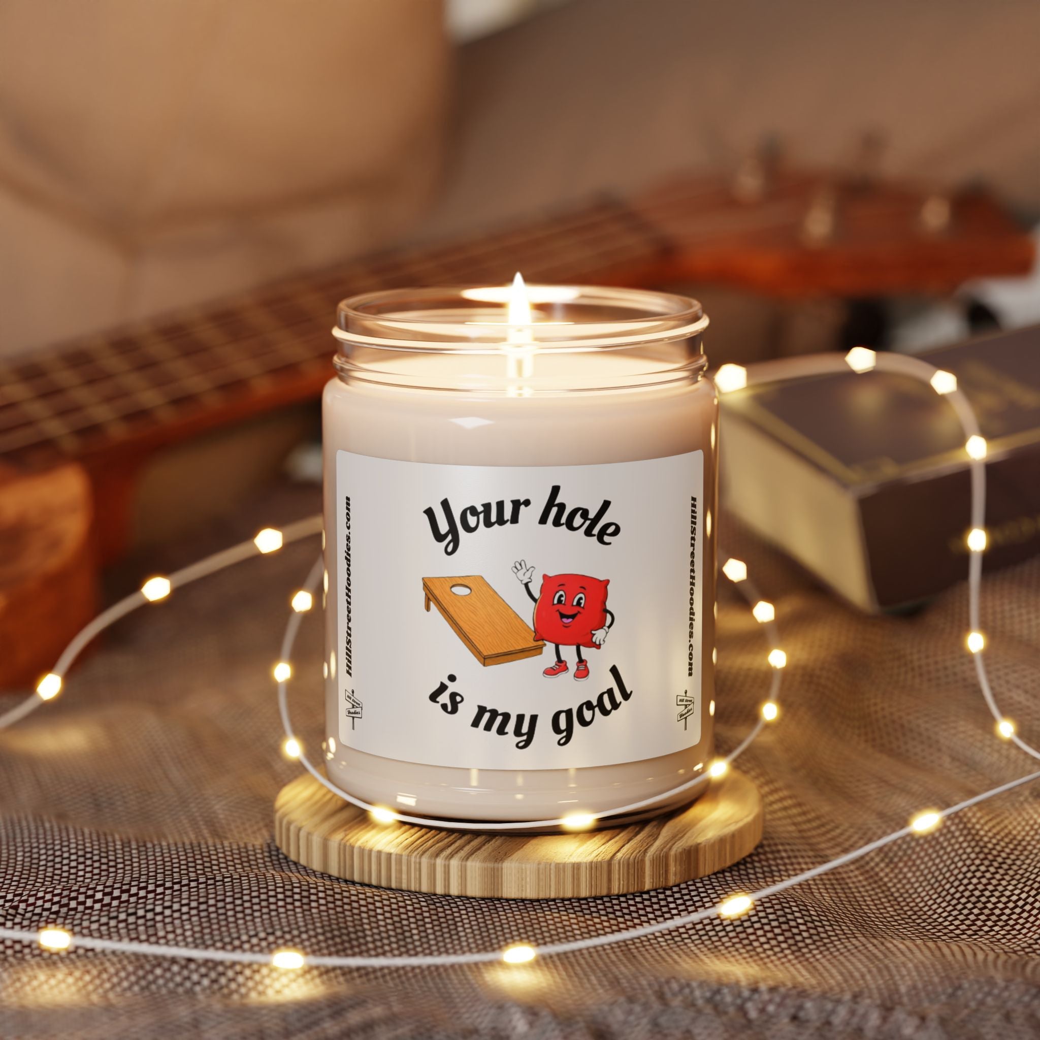 Soy Candle — "Your Hole Is My Goal" Cornhole Game Scented Candle (9oz)