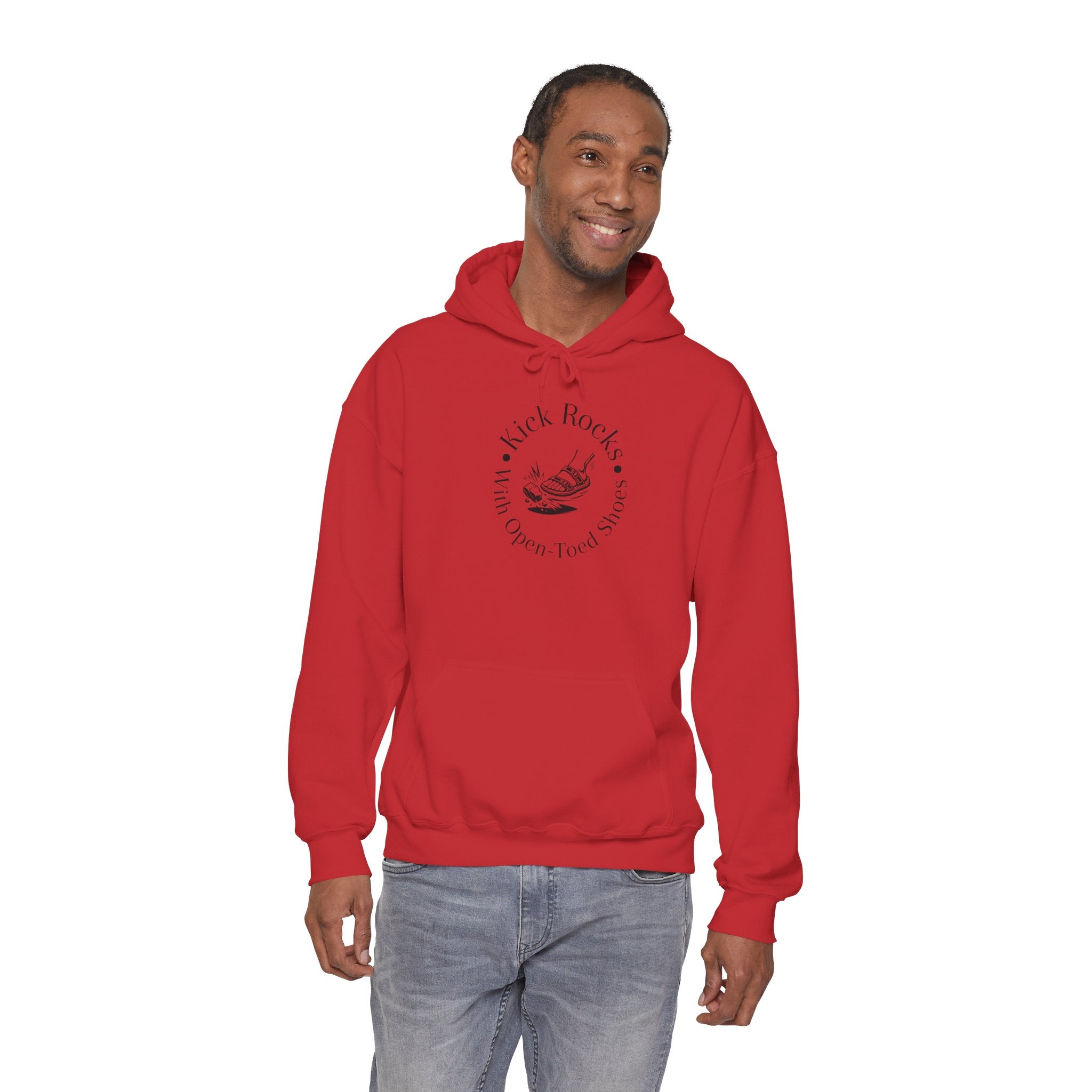 Kick Rocks Hoodie — 'Kick Rocks (With Open Toed Shoes)' Minimal Graphic Hooded Sweatshirt