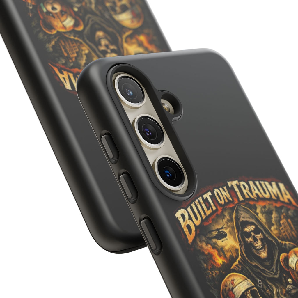 Phone Case — "Built on Trauma Fueled by Dark Humor" Grim Reaper Skull Teddy Design