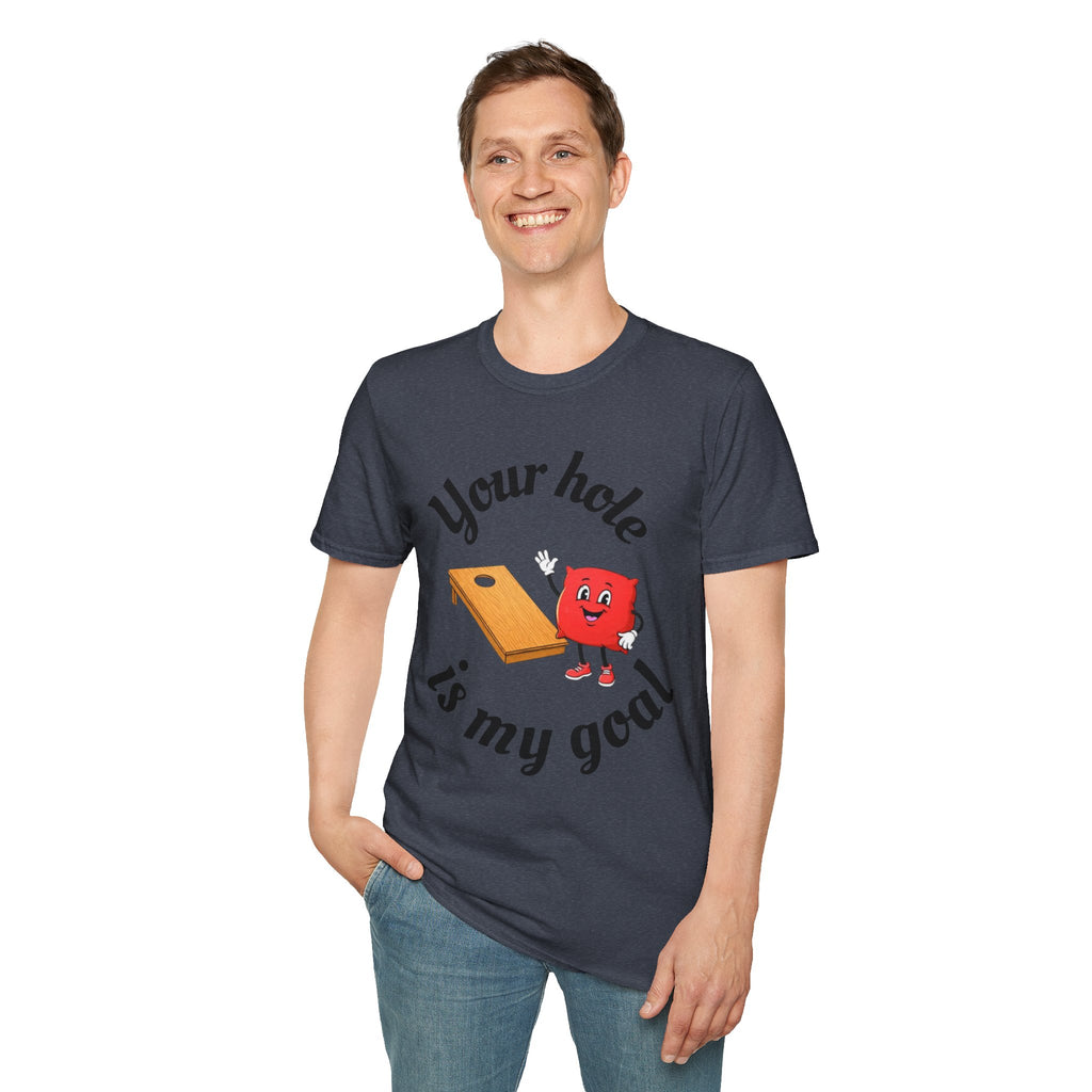 Cornhole Graphic T-Shirt — "Your Hole Is My Goal" Funny Cornhole Shirt