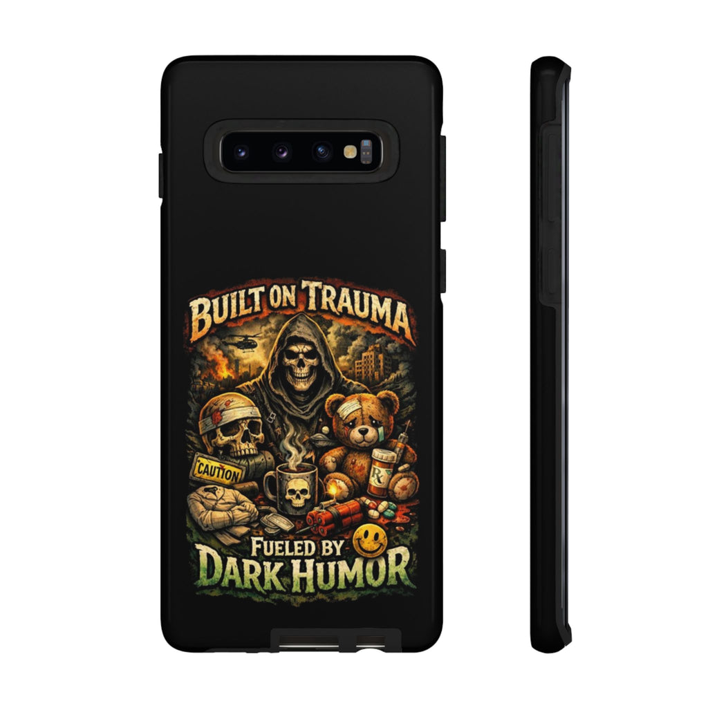 Phone Case — "Built on Trauma Fueled by Dark Humor" Grim Reaper Skull Teddy Design