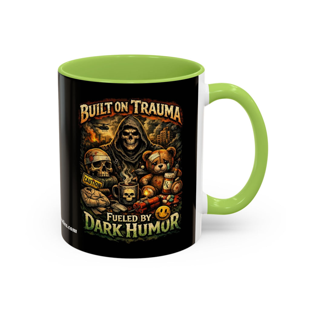 Coffee Mug — "Built on Trauma, Fueled by Dark Humor" Gothic Skull Accent Mug