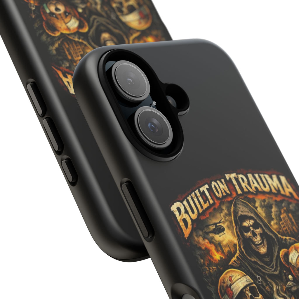 Phone Case — "Built on Trauma Fueled by Dark Humor" Grim Reaper Skull Teddy Design