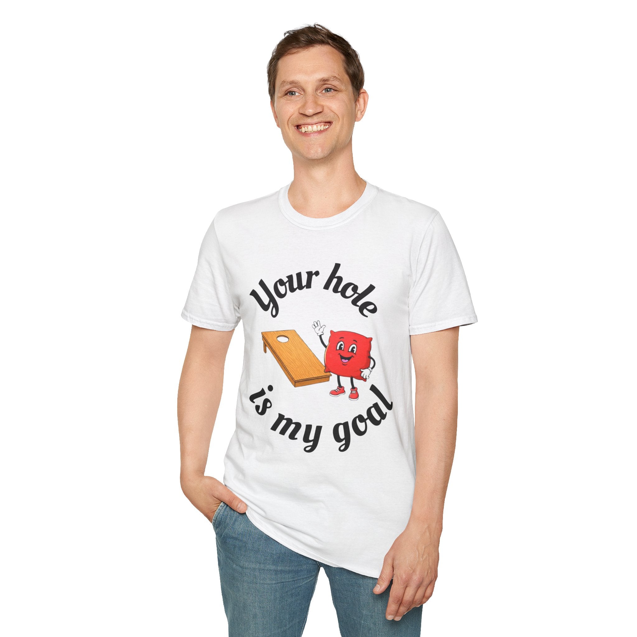 Cornhole Graphic T-Shirt — "Your Hole Is My Goal" Funny Cornhole Shirt