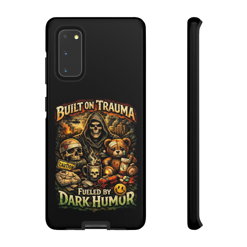 Phone Case — "Built on Trauma Fueled by Dark Humor" Grim Reaper Skull Teddy Design
