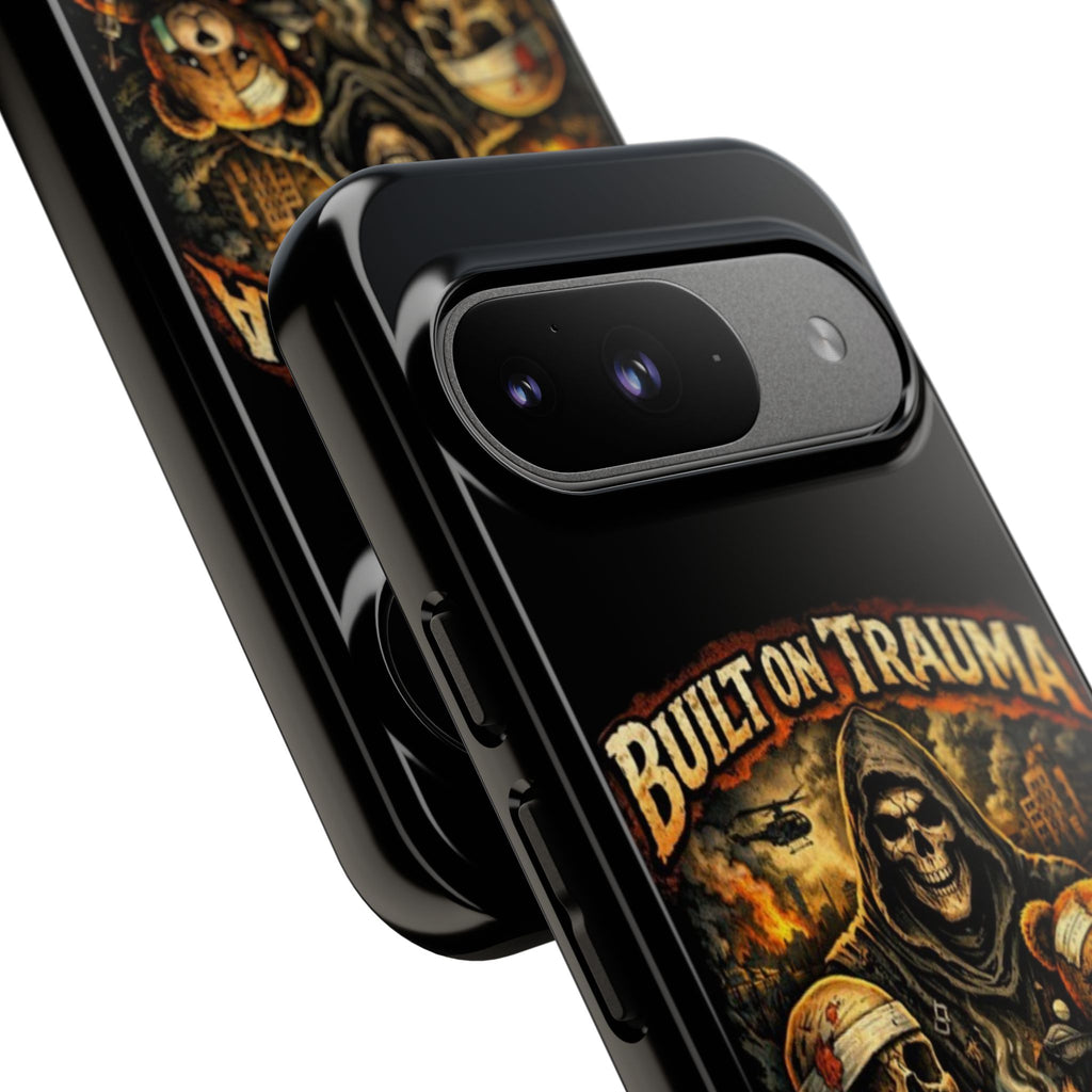 Phone Case — "Built on Trauma Fueled by Dark Humor" Grim Reaper Skull Teddy Design
