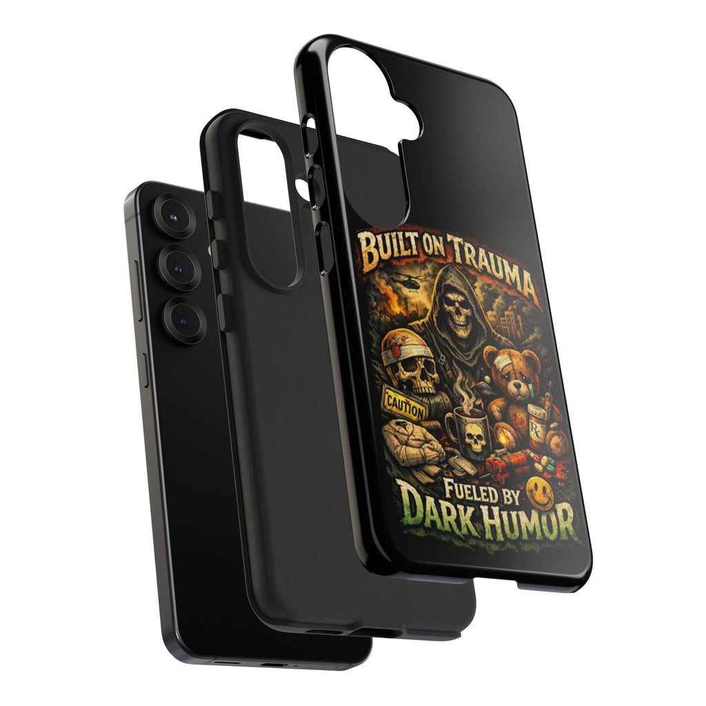Phone Case — "Built on Trauma Fueled by Dark Humor" Grim Reaper Skull Teddy Design
