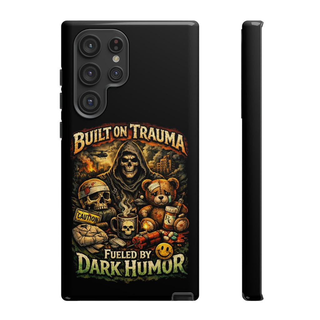 Phone Case — "Built on Trauma Fueled by Dark Humor" Grim Reaper Skull Teddy Design