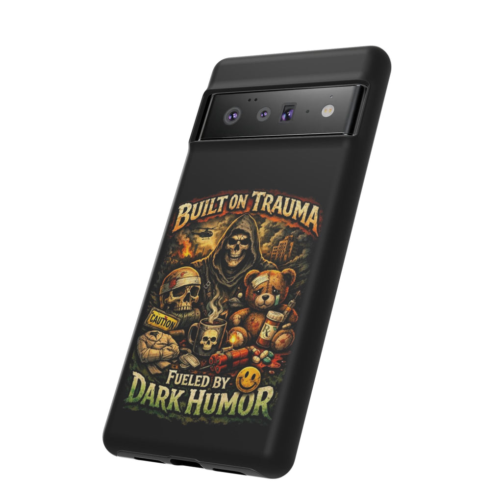 Phone Case — "Built on Trauma Fueled by Dark Humor" Grim Reaper Skull Teddy Design