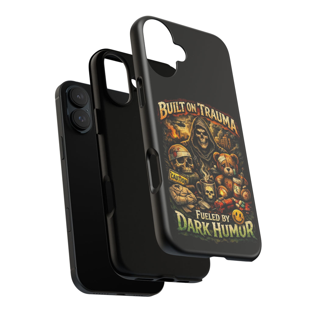 Phone Case — "Built on Trauma Fueled by Dark Humor" Grim Reaper Skull Teddy Design