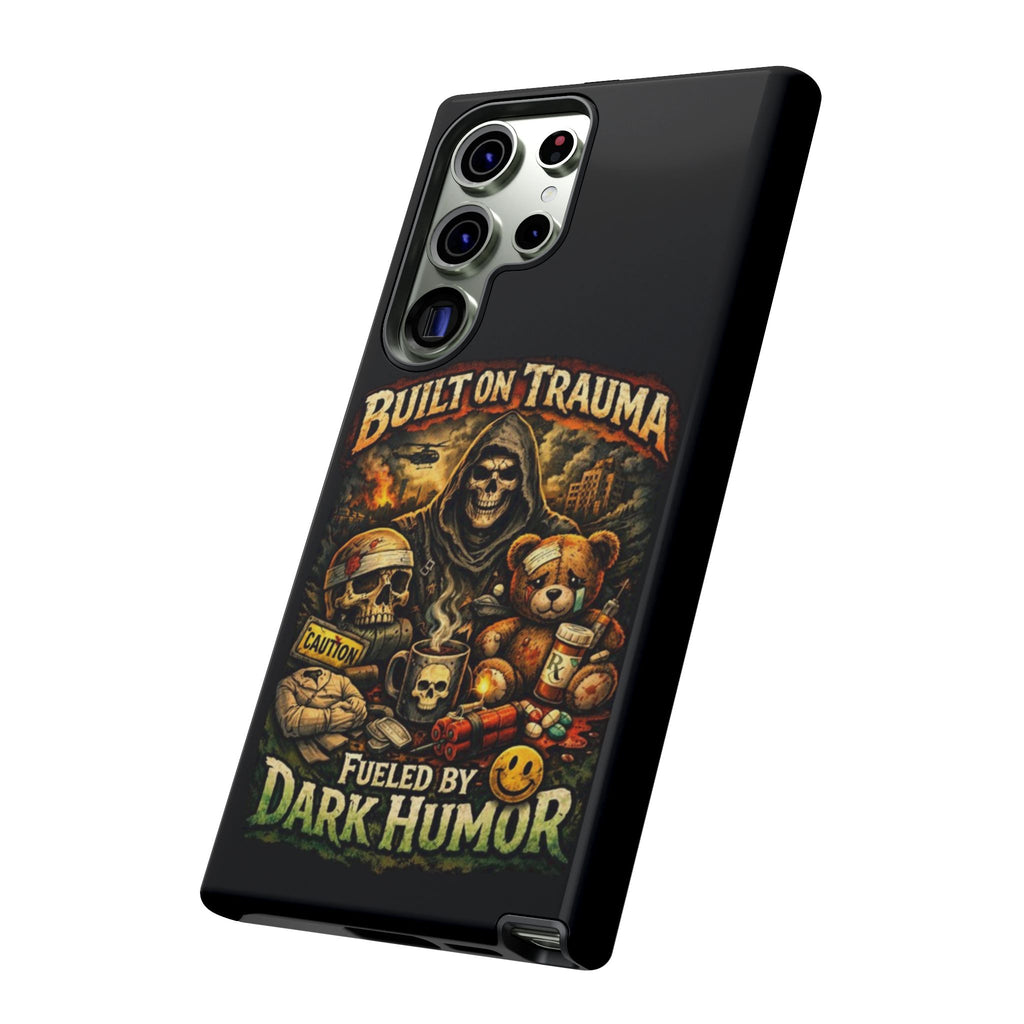 Phone Case — "Built on Trauma Fueled by Dark Humor" Grim Reaper Skull Teddy Design