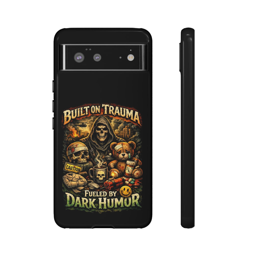 Phone Case — "Built on Trauma Fueled by Dark Humor" Grim Reaper Skull Teddy Design