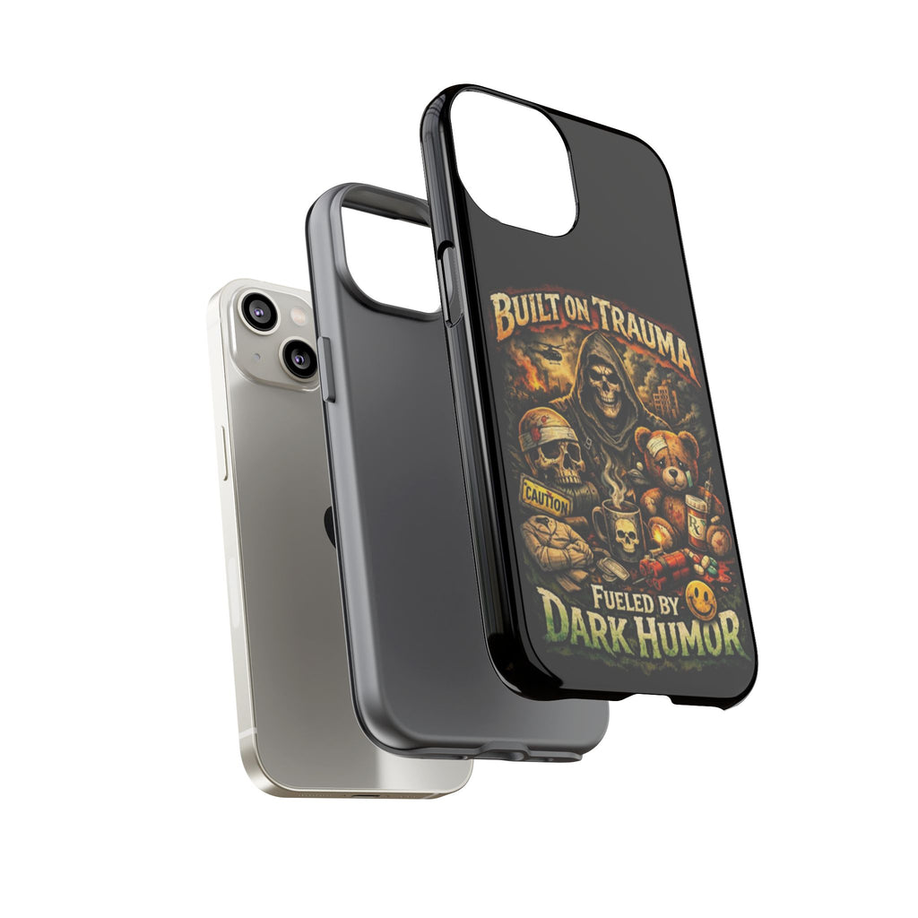 Phone Case — "Built on Trauma Fueled by Dark Humor" Grim Reaper Skull Teddy Design