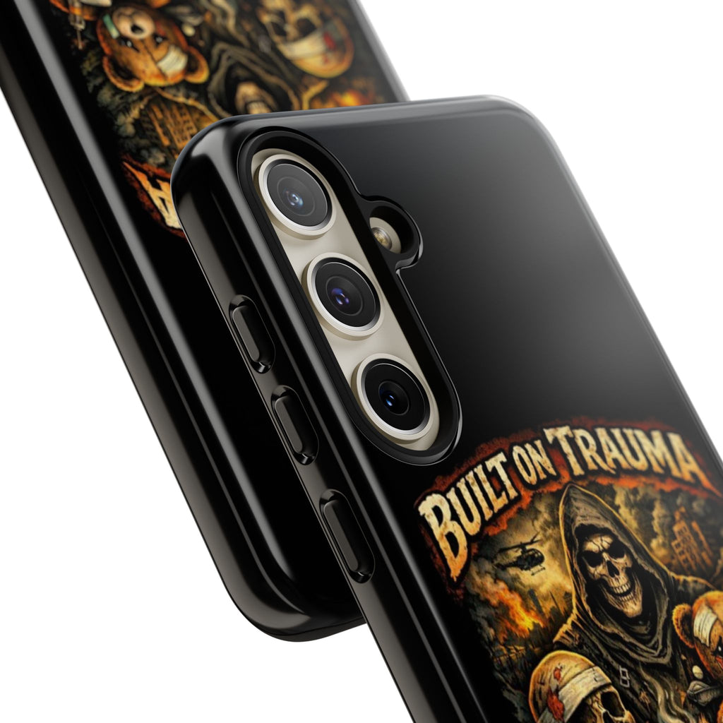 Phone Case — "Built on Trauma Fueled by Dark Humor" Grim Reaper Skull Teddy Design