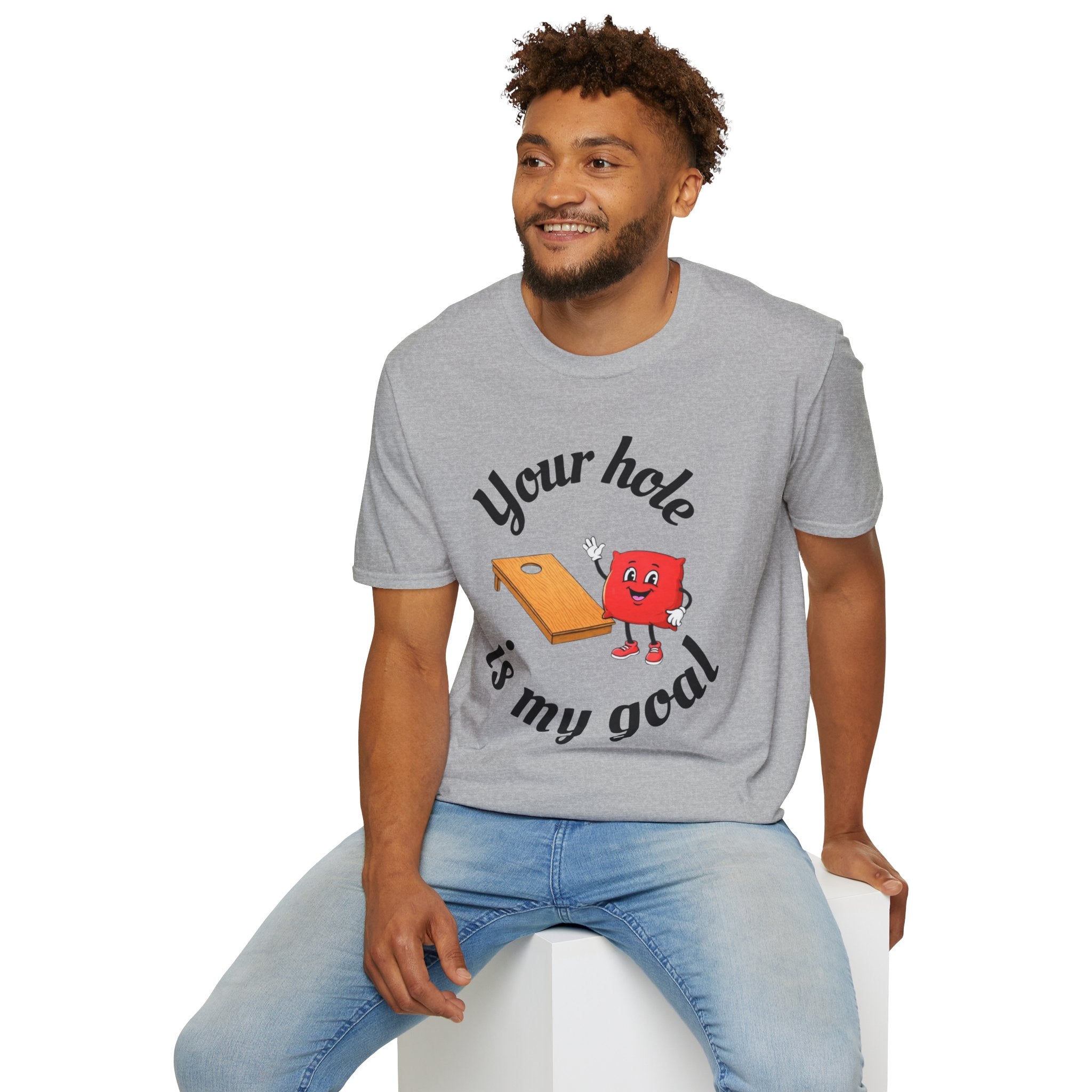 Cornhole Graphic T-Shirt — "Your Hole Is My Goal" Funny Cornhole Shirt
