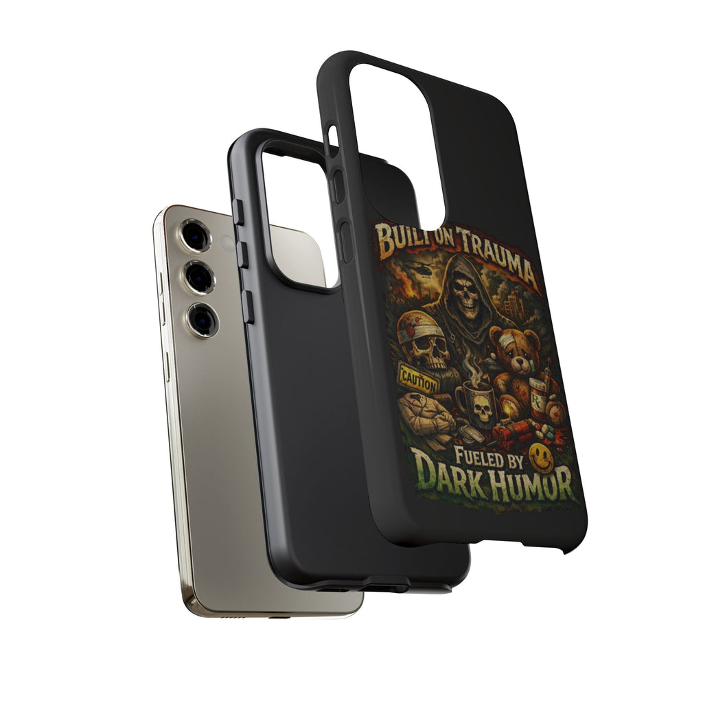 Phone Case — "Built on Trauma Fueled by Dark Humor" Grim Reaper Skull Teddy Design