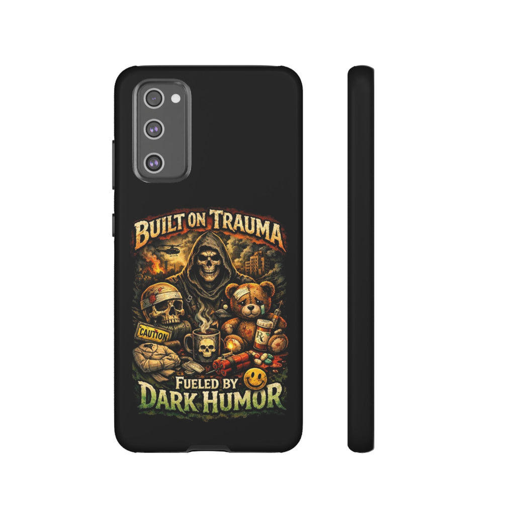 Phone Case — "Built on Trauma Fueled by Dark Humor" Grim Reaper Skull Teddy Design