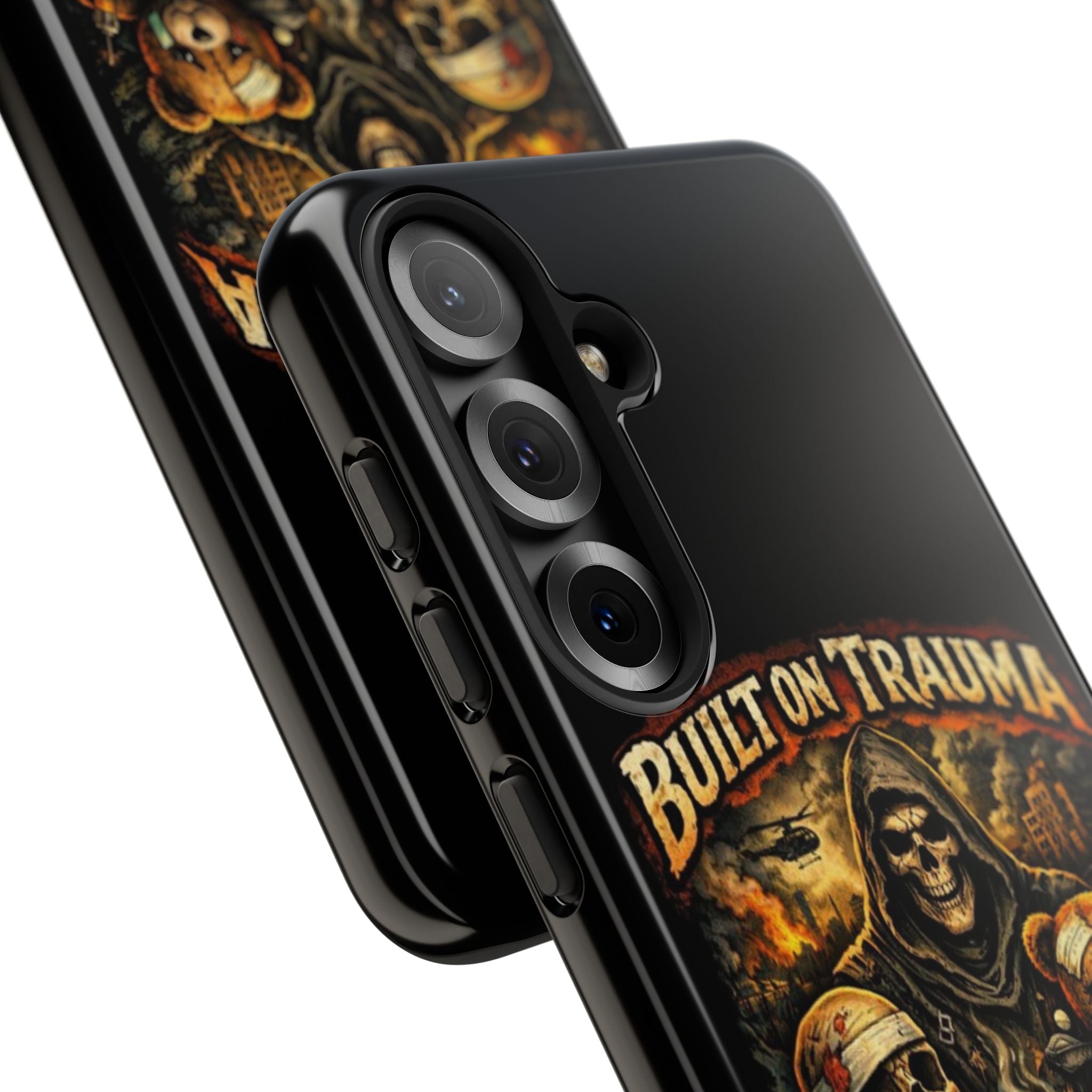 Phone Case — "Built on Trauma Fueled by Dark Humor" Grim Reaper Skull Teddy Design