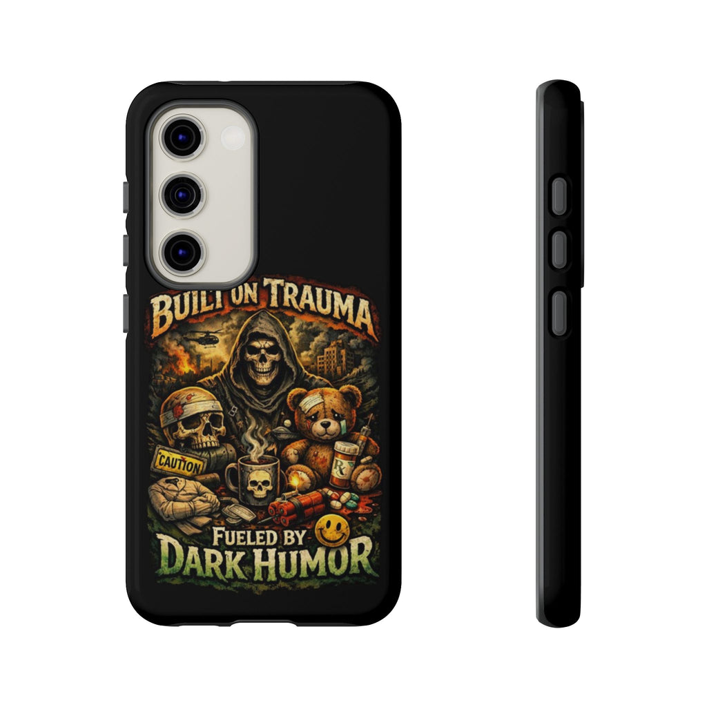 Phone Case — "Built on Trauma Fueled by Dark Humor" Grim Reaper Skull Teddy Design
