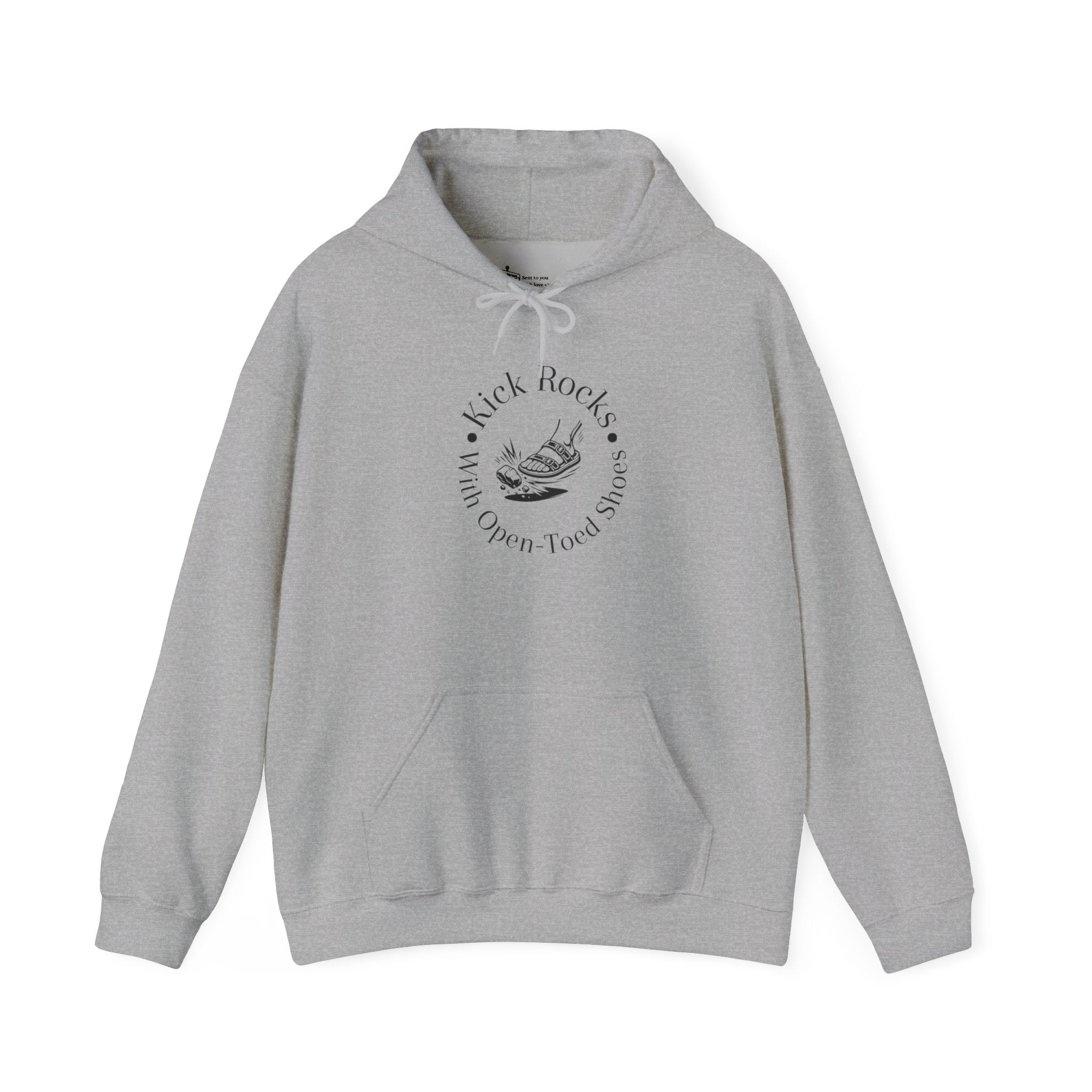 Kick Rocks Hoodie — 'Kick Rocks (With Open Toed Shoes)' Minimal Graphic Hooded Sweatshirt