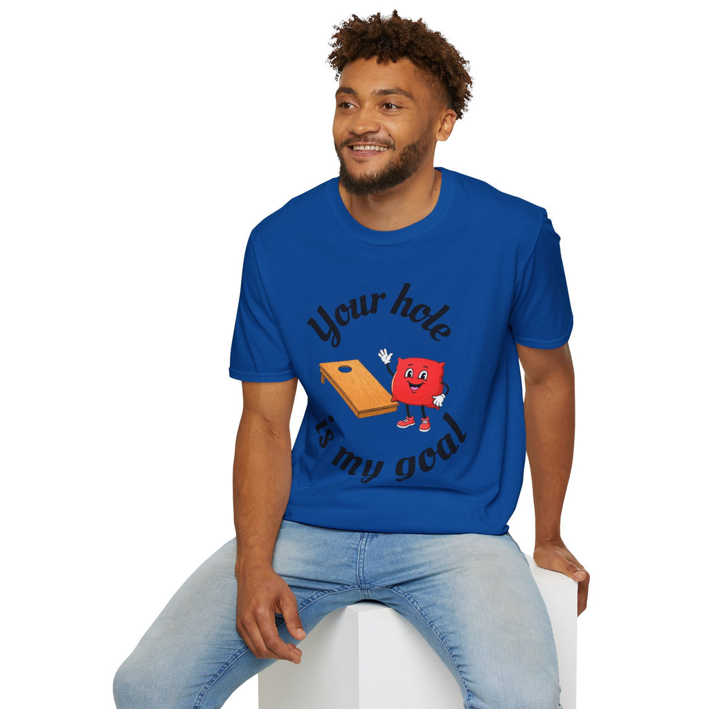 Cornhole Graphic T-Shirt — "Your Hole Is My Goal" Funny Cornhole Shirt