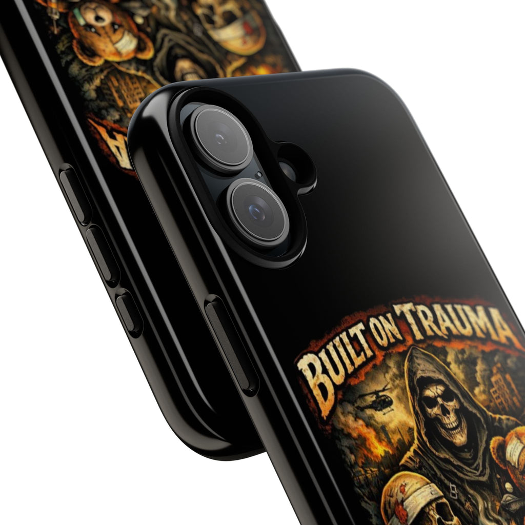 Phone Case — "Built on Trauma Fueled by Dark Humor" Grim Reaper Skull Teddy Design