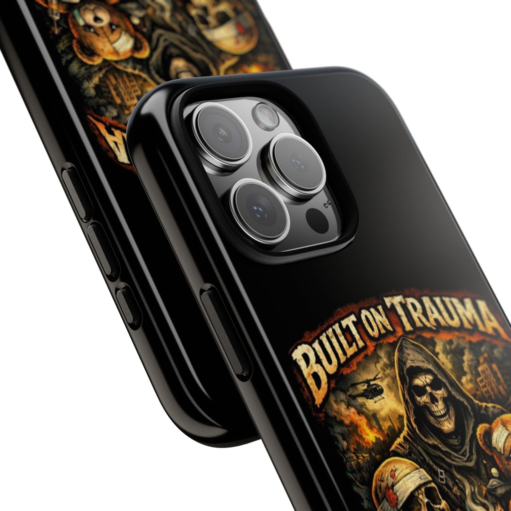 Phone Case — "Built on Trauma Fueled by Dark Humor" Grim Reaper Skull Teddy Design