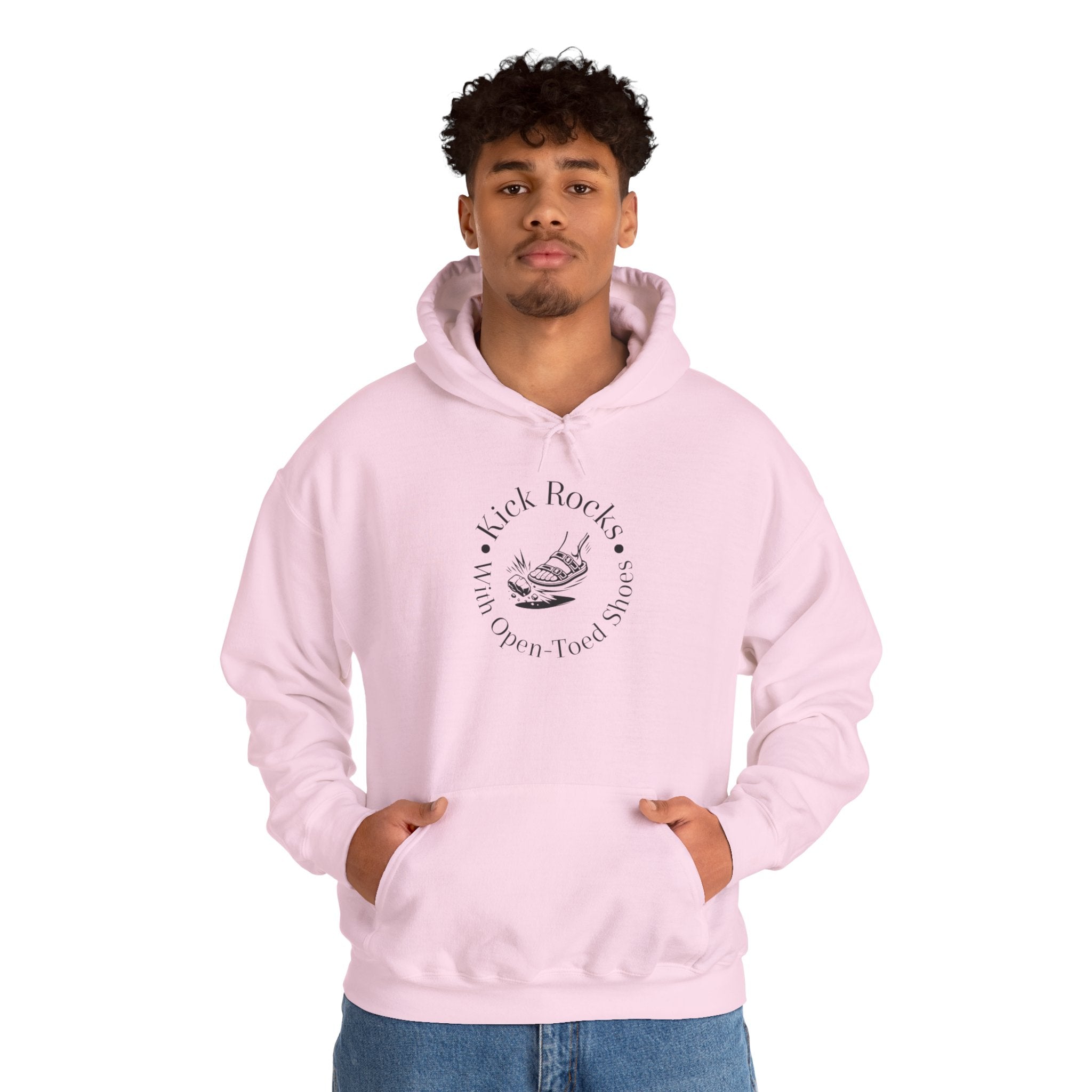Kick Rocks Hoodie — 'Kick Rocks (With Open Toed Shoes)' Minimal Graphic Hooded Sweatshirt