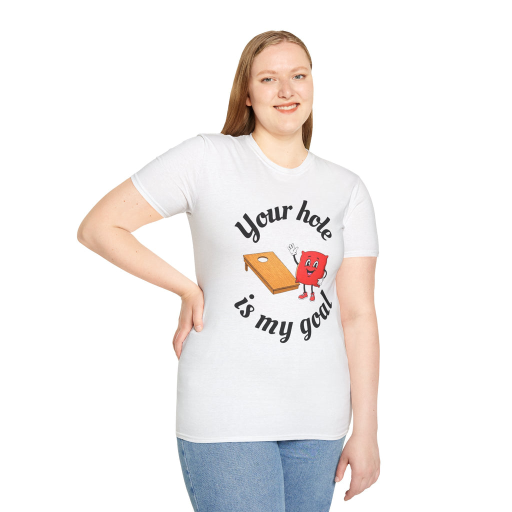 Cornhole Graphic T-Shirt — "Your Hole Is My Goal" Funny Cornhole Shirt
