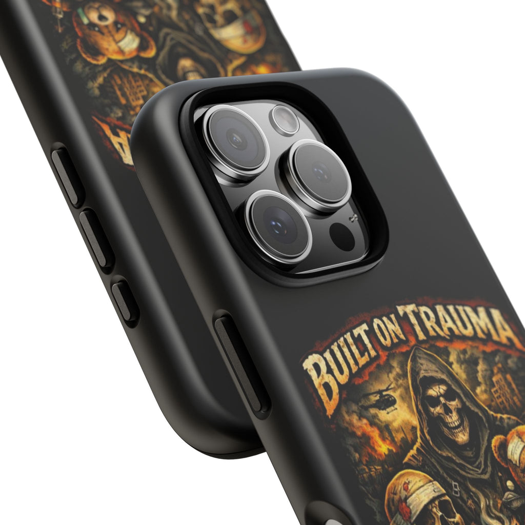 Phone Case — "Built on Trauma Fueled by Dark Humor" Grim Reaper Skull Teddy Design